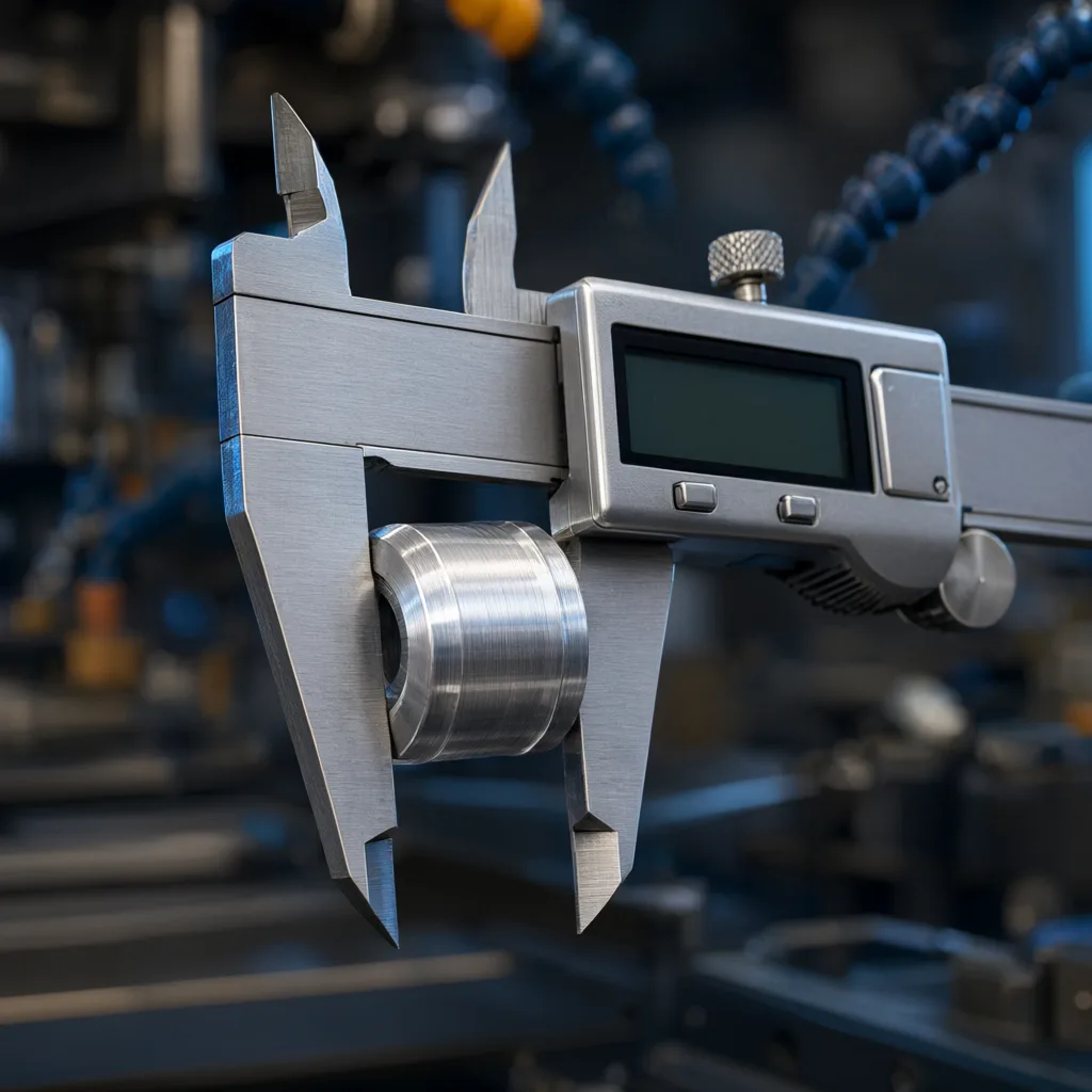 Caliper checking a machined die cast boss