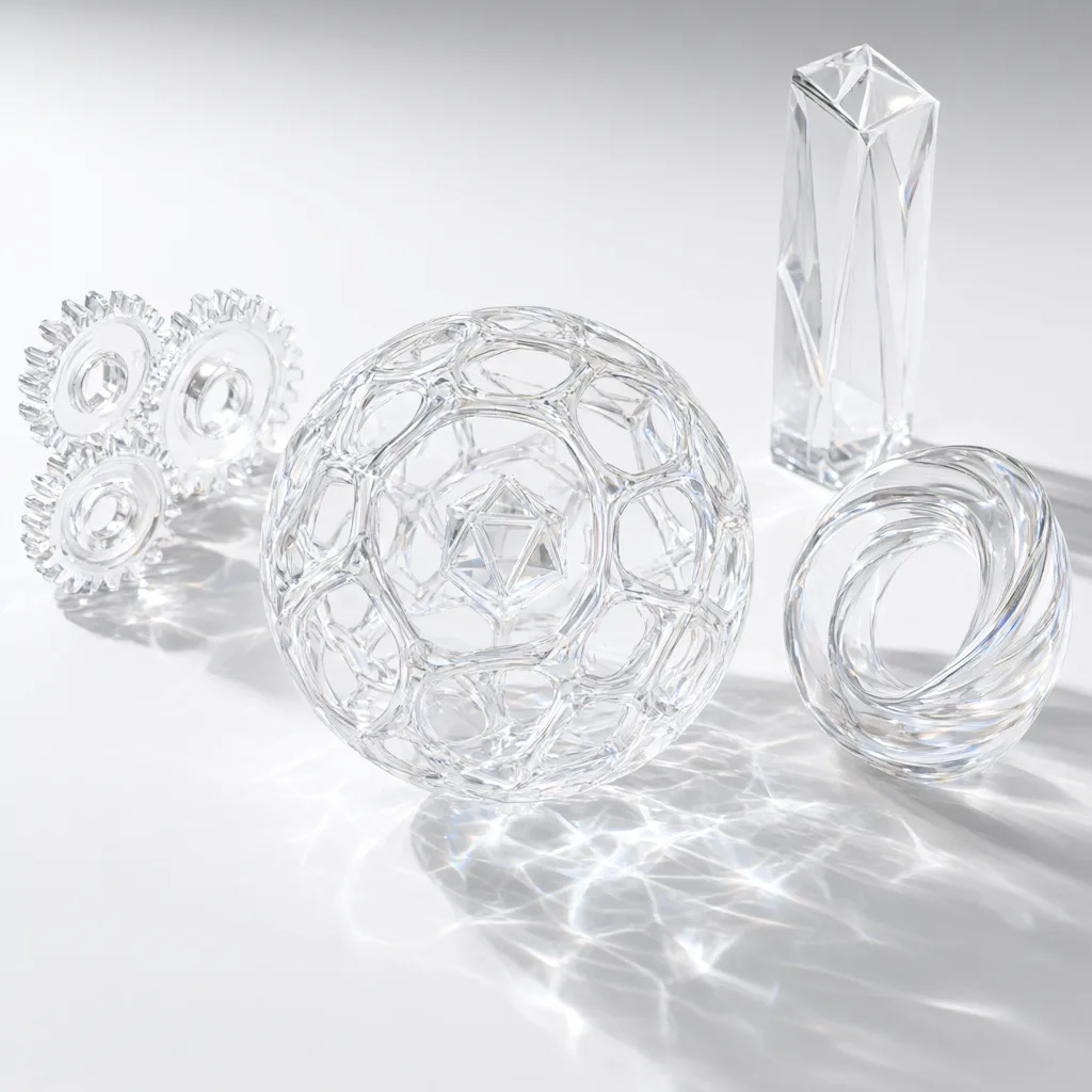 Crystal-clear 3D printed resin parts
